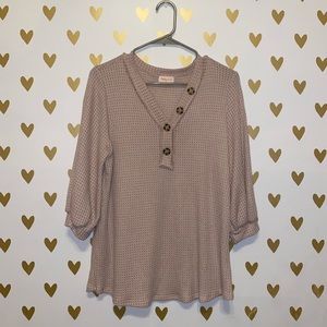 Hailey & Co 3/4 sleeve waffle knit blouse
